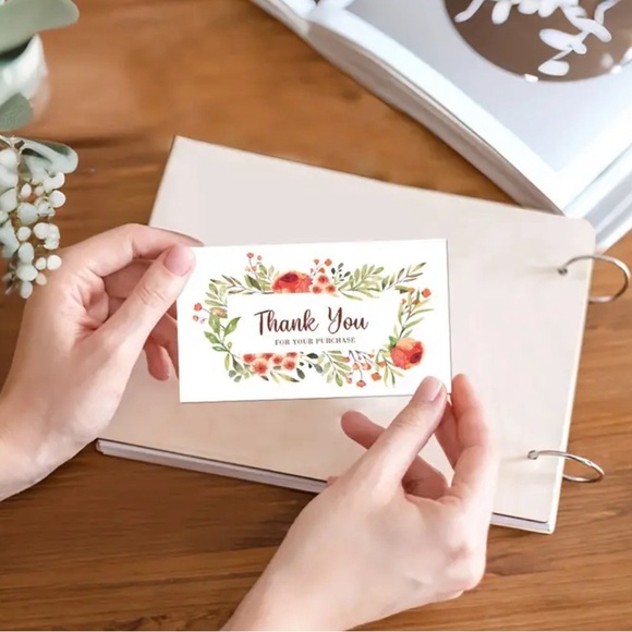 Orange Floral Design for Customer Purchase Appreciation, Store Order Packaging - Picture 4 of 6